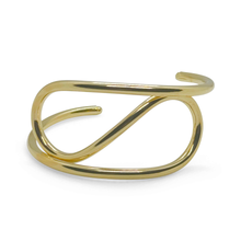 Load image into Gallery viewer, 18k gold-filled S-curve sculptural cuff bracelet for women