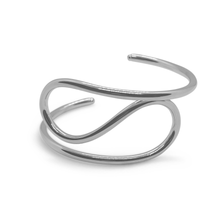 Load image into Gallery viewer, gold S cuff bracelet women, tarnish-resistant open cuff adjustable bangle