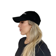 Load image into Gallery viewer, funny edgy embroidered black hat women abcdeFUCKYOU, unstructured cotton adjustable