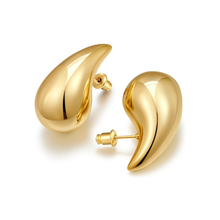 Load image into Gallery viewer, gold large waterdrop drop earrings women, tarnish-resistant elongating statement earrings