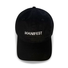 Load image into Gallery viewer, Manifest hat styled on model women, motivational embroidered cap, worn look