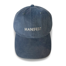 Load image into Gallery viewer, Manifest hat styled on model women, motivational embroidered cap, flat lay