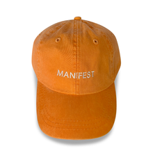 Load image into Gallery viewer, Manifest hat styled on model women, motivational embroidered cap, close-up detail