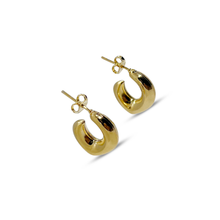 Load image into Gallery viewer, gold squoval hoop earrings women, tarnish-resistant geometric square oval hoops