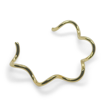 Load image into Gallery viewer, 18k gold-filled wave sculptural cuff bracelet for women, organic jewelry