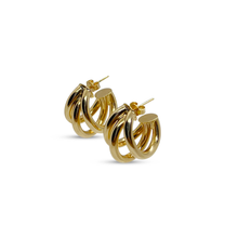 Load image into Gallery viewer, 18k gold-filled triplet stud earring set for women, ear party jewelry