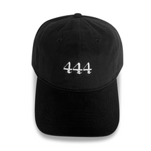 Load image into Gallery viewer, Angel Numbers hat styled on model, spiritual embroidered cap women, close-up detail