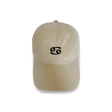Load image into Gallery viewer, Zodiac Sign Cancer embroidered khaki dad hat