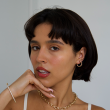 Load image into Gallery viewer, gold chain huggie earrings women, tarnish-resistant dainty hoop earrings