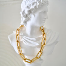 Load image into Gallery viewer, Cleopatra necklace styled on model, 18k gold-filled bold women jewelry
