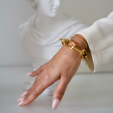 Load image into Gallery viewer, gold Cleopatra bracelet women, tarnish-resistant dramatic statement bracelet, flat lay