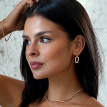Load image into Gallery viewer, gold stacked layered necklace set women, CZ tennis chain and paperclip chain, tarnish-resistant