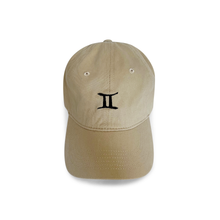 Load image into Gallery viewer, Zodiac Sign Gemini embroidered khaki dad hat