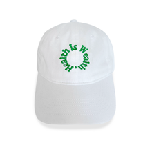 Load image into Gallery viewer, Health Is Wealth embroidered dad hat for women, wellness statement hat