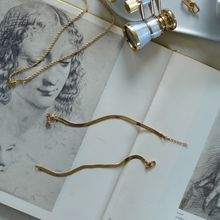 Load image into Gallery viewer, gold herringbone anklet women, tarnish-resistant flat chain ankle jewelry