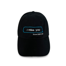 Load image into Gallery viewer, I Miss You black embroidered dad hat, iPhone text bubble design