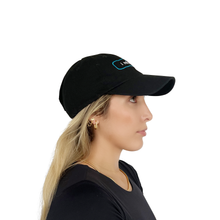 Load image into Gallery viewer, I Miss You hat styled on model, black embroidered cap