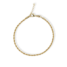Load image into Gallery viewer, 18k gold-filled rope twist chain bracelet for women