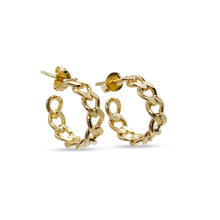 Load image into Gallery viewer, 18k gold-filled chain huggie hoop earrings for women, dainty everyday earrings