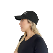 Load image into Gallery viewer, Most Likely To Not Give A Fuck hat styled on model, unstructured cotton dad hat women