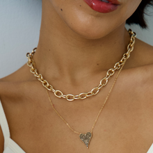 Load image into Gallery viewer, gold pave heart necklace women, tarnish-resistant crystal heart pendant