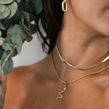 Load image into Gallery viewer, gold herringbone chain necklace women, tarnish-resistant flat chain jewelry