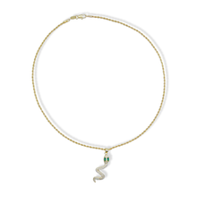 Load image into Gallery viewer, 18k gold-filled rope snake chain necklace for women, mixed texture jewelry