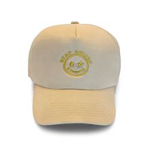 Load image into Gallery viewer, STAY GOLDEN embroidered trucker hat for women, mesh back snapback cap